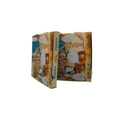 Pizza Şef Görsel Baskı Beyaz Pizza Kutusu 33x33x4 100'lü Paket
