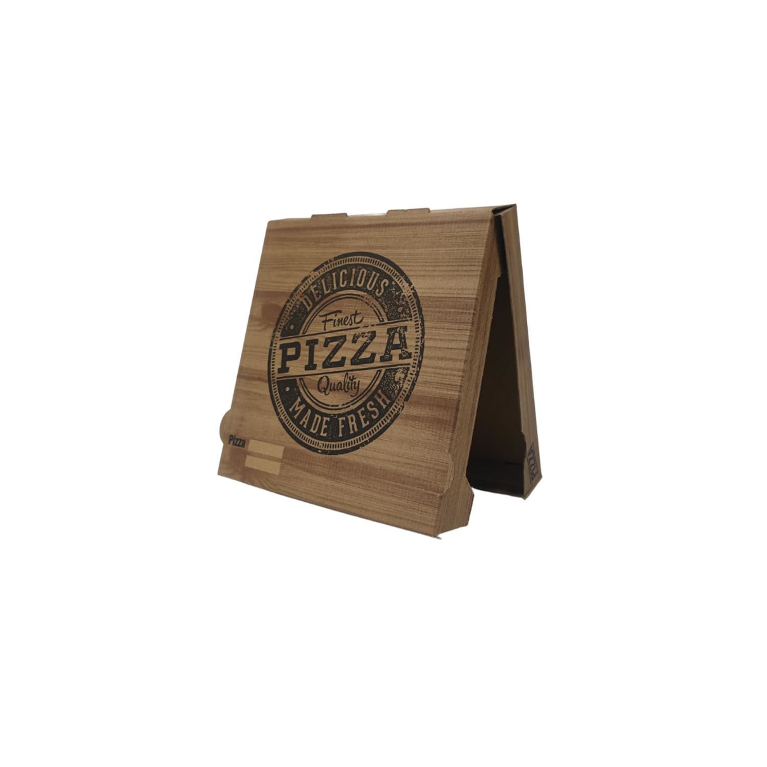 Ahşap Desenli Esmer Pizza Kutusu 33x33x4 100'lü Paket