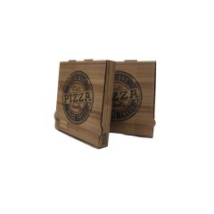 Ahşap Desenli Esmer Pizza Kutusu 33x33x4 100'lü Paket