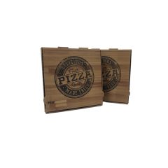 Ahşap Desenli Esmer Pizza Kutusu 33x33x4 100'lü Paket