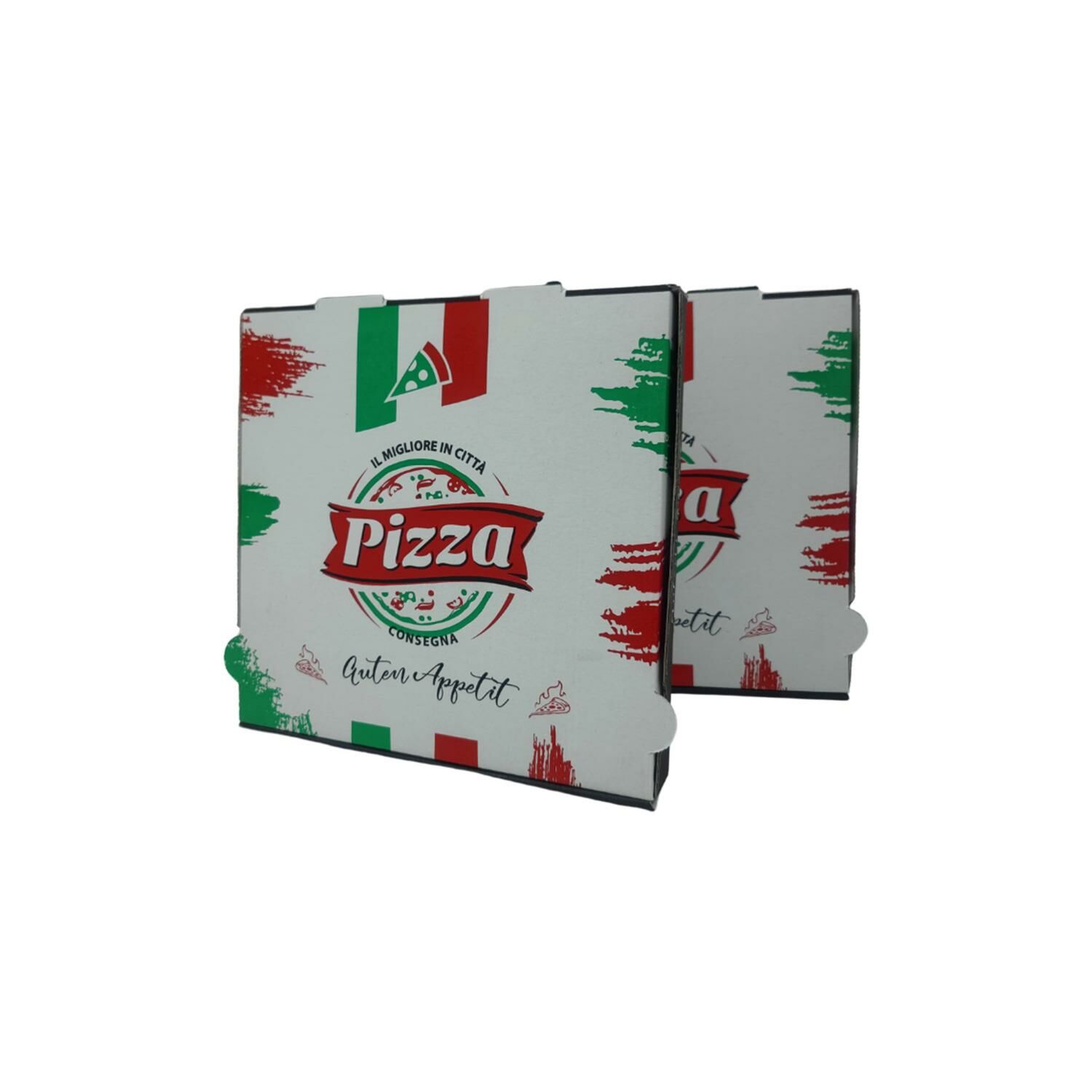 Italy Desenli Beyaz Pizza Kutusu 28x28x4 100'lü Paket