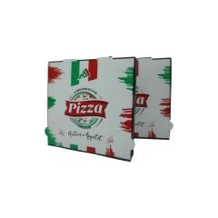Italy Desenli Beyaz Pizza Kutusu 28x28x4 100'lü Paket