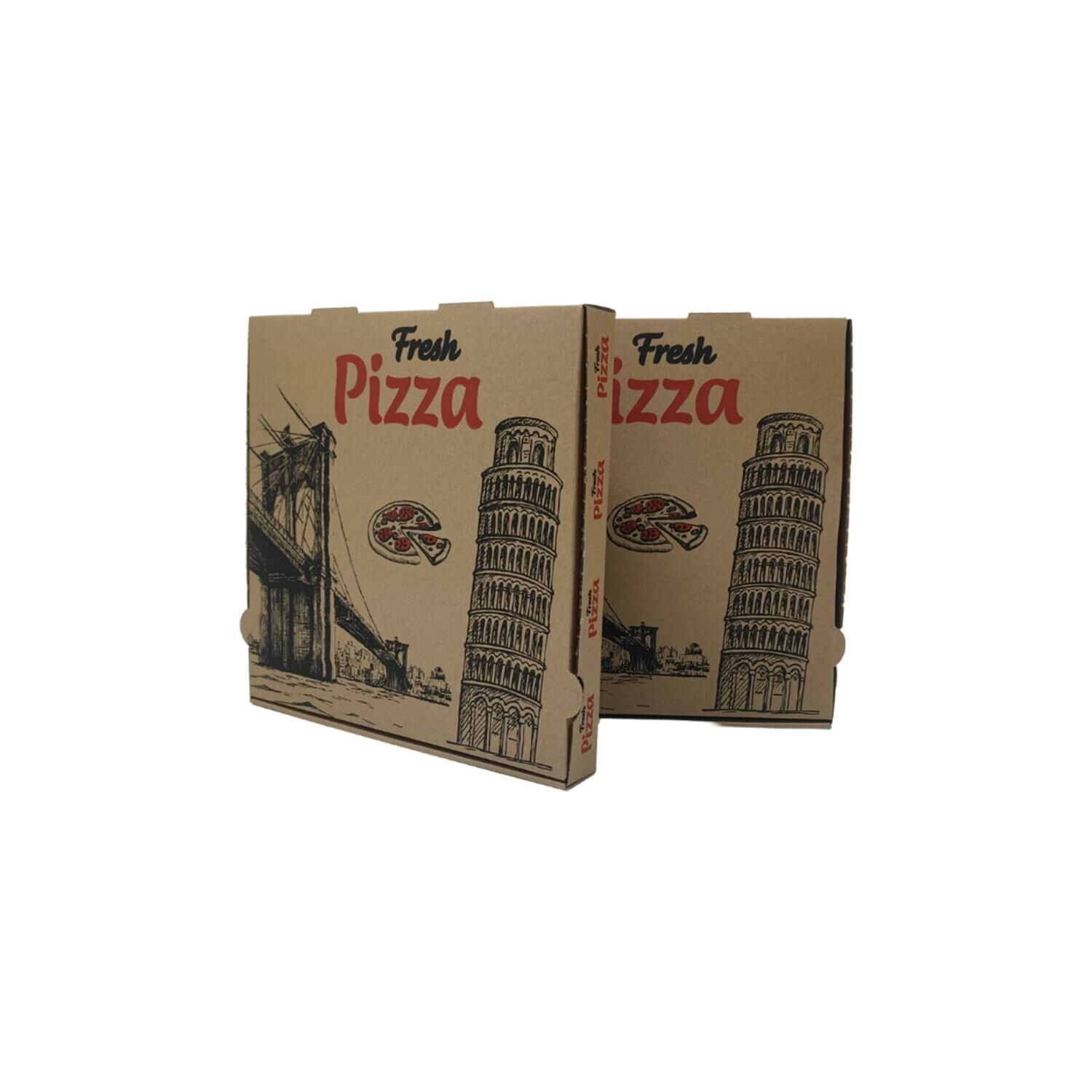 Fresh Desenli C Model Esmer Pizza Kutusu 33x33x4 100'lü Paket